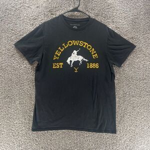 Yellowstone Shirt Mens Large Black Short Sleeve Cotton Casual‎ Dutton Ranch Logo